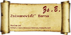 Zsivanović Barna névjegykártya